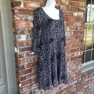 Luxology blue and cream 3/4 length sleeve midi dress size medium